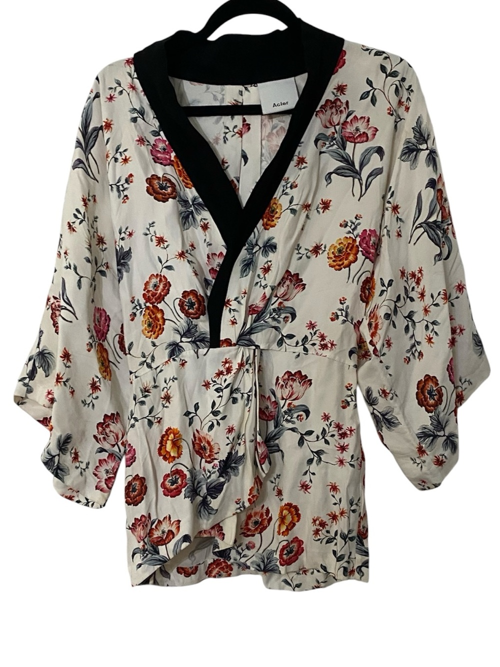 ACLER Floral top in Cream with Black Trim 2